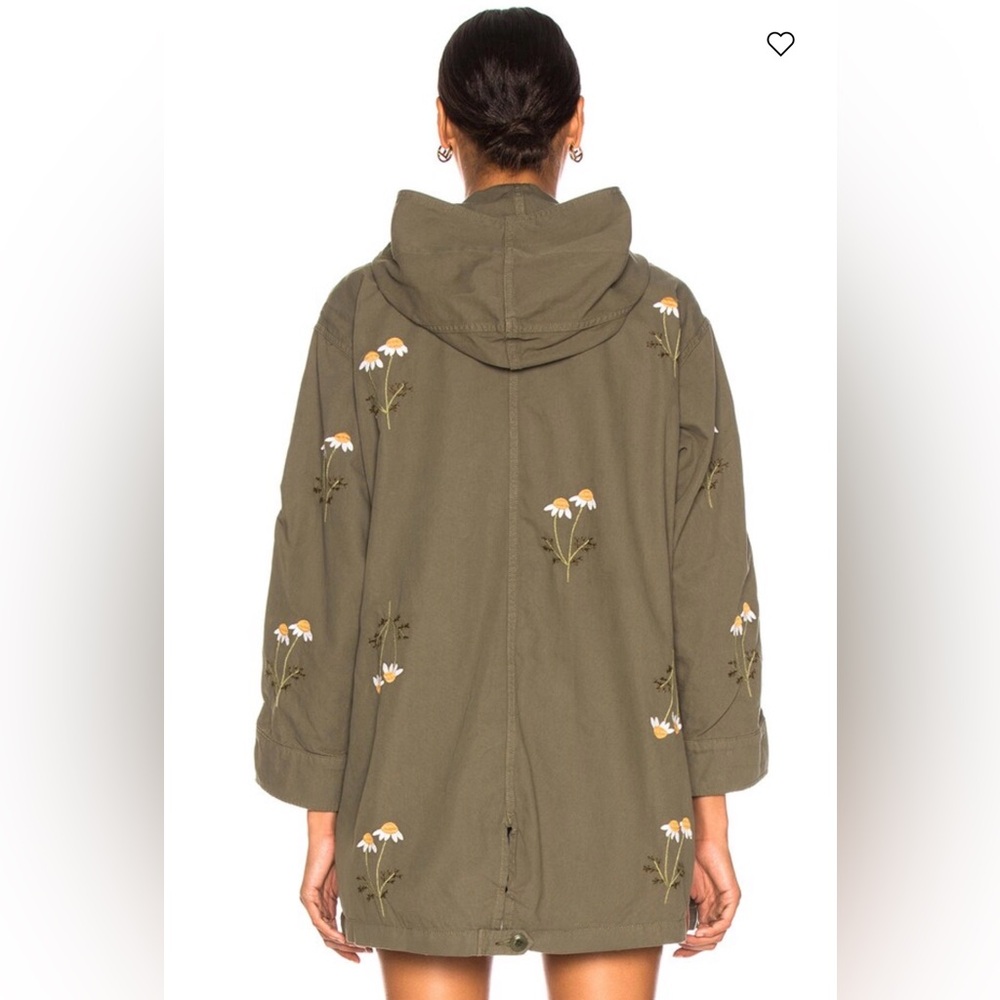 THE GREAT. Olive Utility Jacket with Floral Details - Picture 3 of 7